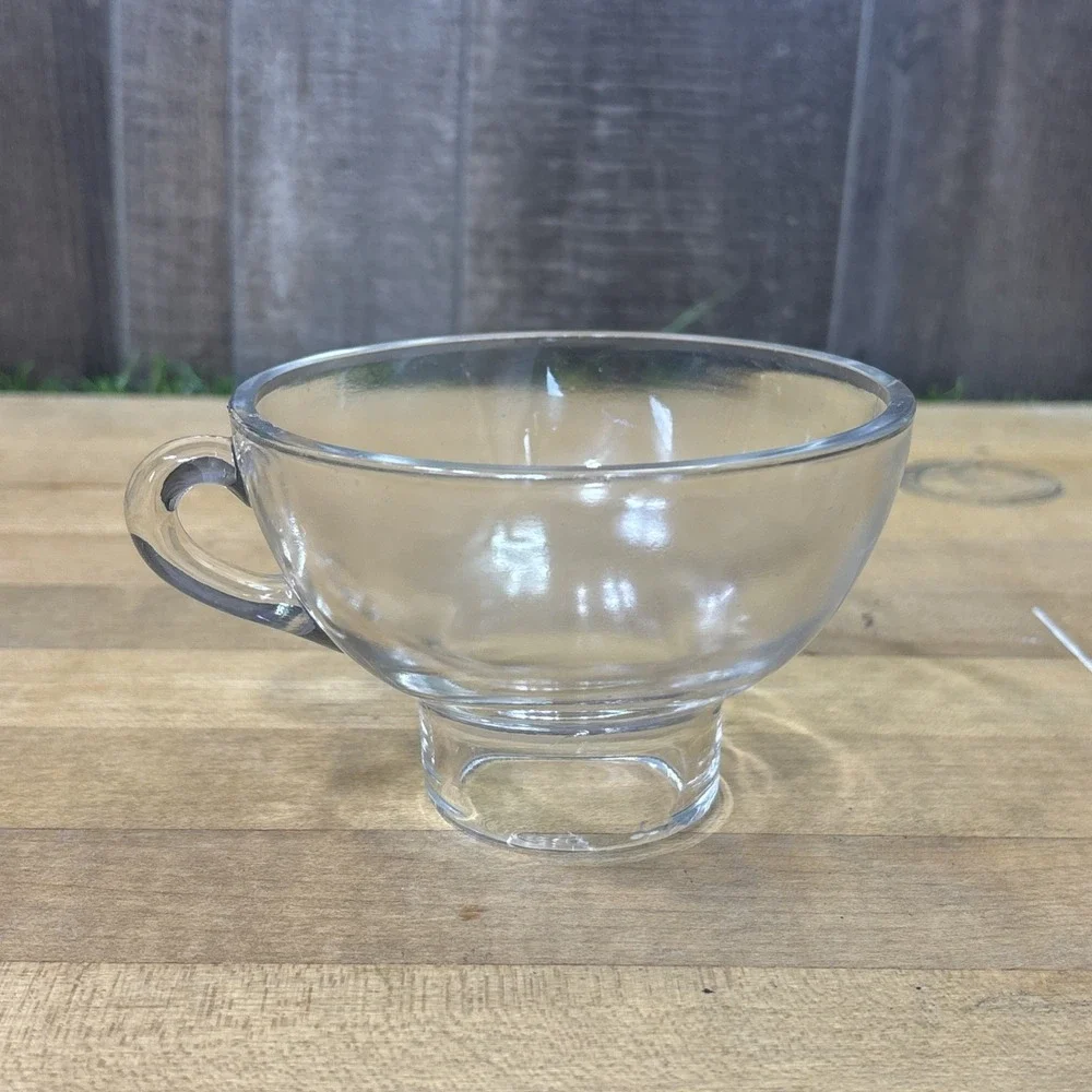 Vintage Clear Glass Canning Funnel Wide Mouth Jar Funnel w Handle Kitchen Tool